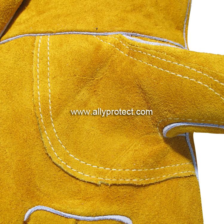 AP-0909 金黃色高檔牛二層皮燒焊手套