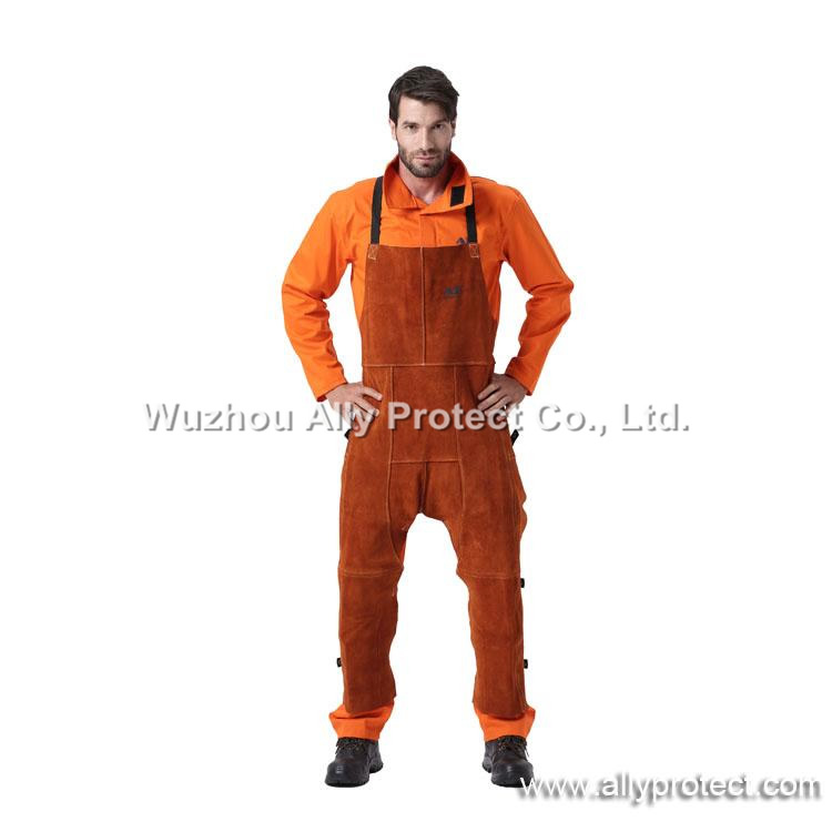 AP-7236 Coffee Leather Bib with Leg Apron